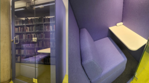 Moore Library blue acoustic booth